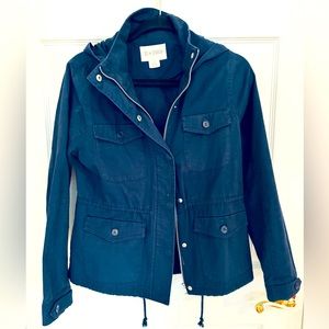 Navy Blue Cinched-waisted Utility jacket for women